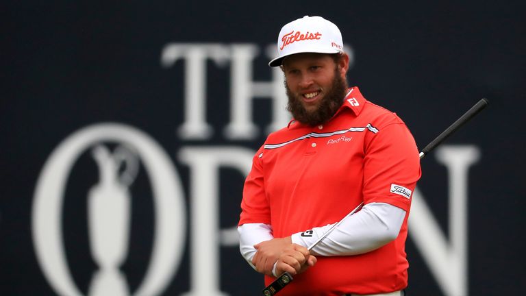 Andrew Johnston of England smiles on 18th green during the third round on day three of the 145th Open at Royal Troon