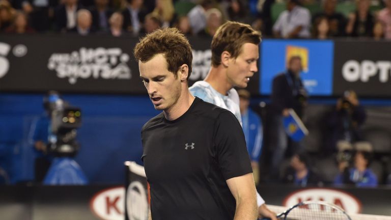 Andy Murray (L) and Tomas Berdych (R) were involved in a heated contest at the 2015 Australian Open