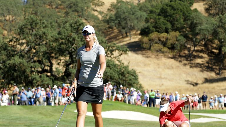 A disconsolate Anna Nordqvist walks off the 18th green at the end of the US Open play-off