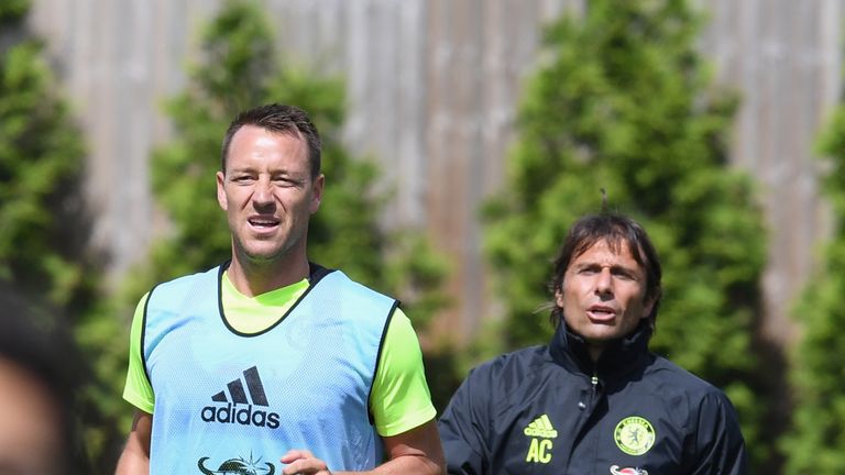 COBHAM, ENGLAND - JULY 13: Antonio Conte, John Terry at Chelsea Training Ground on July 13, 2016 in Cobham, England. (Photo by Darren Walsh/Chelsea FC via 