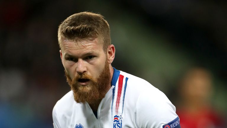 Aron Gunnarsson during Iceland's 1-1 draw with Portugal