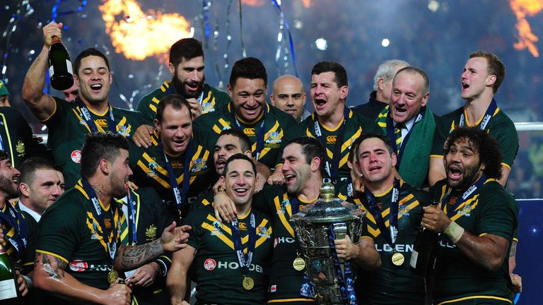 Australia celebrate their 2013 Rugby League World Cup victory 