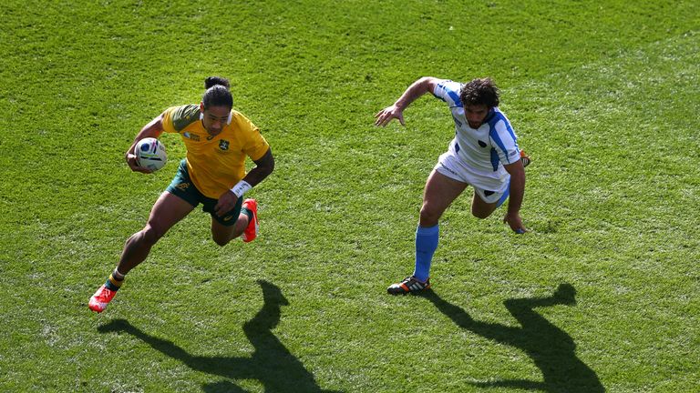 Joseph Tomane during Australia's World Cup match against Uruguay last autumn