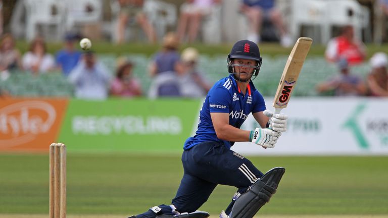 Ben Duckett of England Lions hits a boundary during the Royal London One-Day match between England Lions and Sri Lanka A