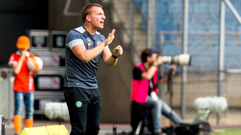 Celtic boss Brendan Rodgers making a point from the sidelines