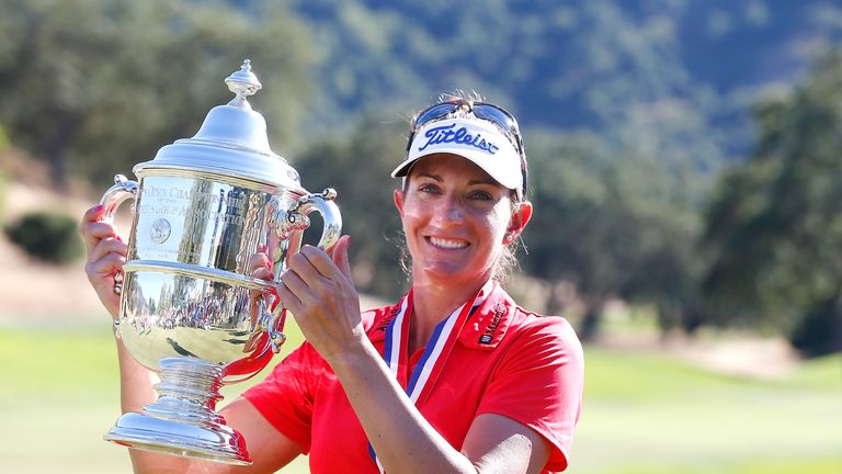 Brittany Lang with the US Open trophy