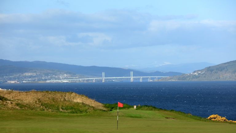 A view of the par 3, 17th hole at the Castle Stuart Golf Links 