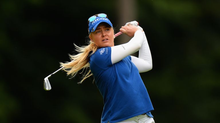 WOBURN, UNITED KINGDOM - JULY 28:  Charley Hull of England hits her second shot on the 3rd hole during the first round of the 2016 Ricoh Women's British Op