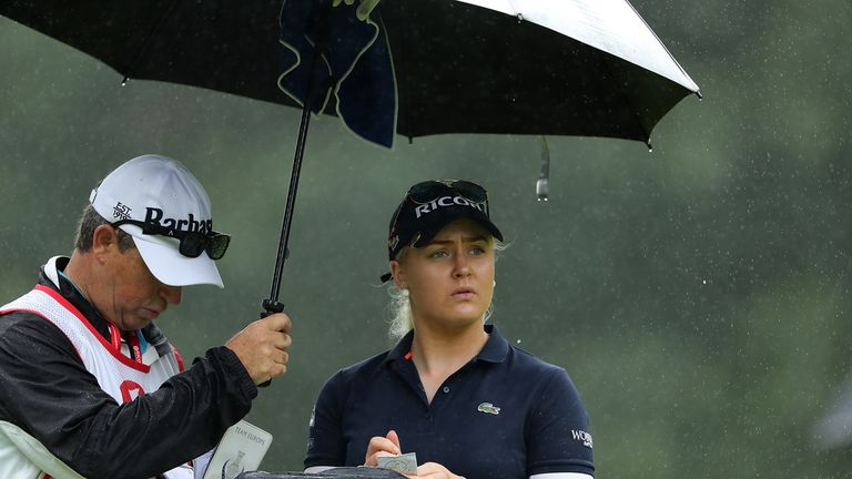 Charley Hull of England looks down the 18th hole during the second round of the Ricoh Women's British Open at Woburn
