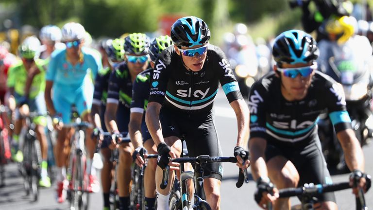 LIMOGES, FRANCE - JULY 06: Chris Froome (2R) of Great Britain and Team Sky heads towards the finish during the 216km stage five of Le Tour de France from L