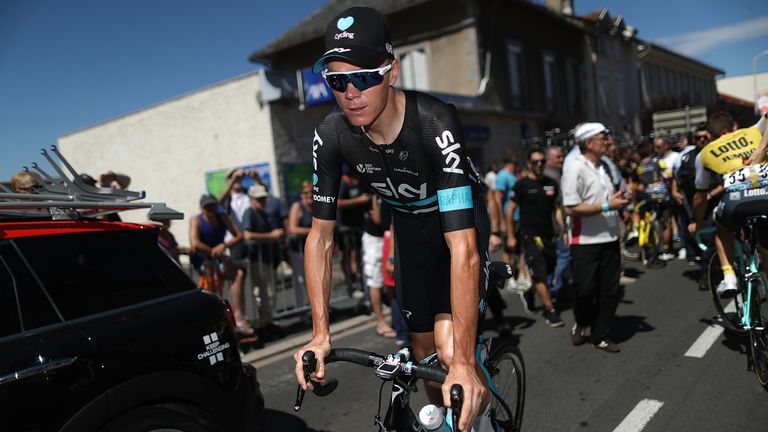 Christopher Froome of Great Britain riding for Team Sky rides to the start prior to stage six of the 2016 Le Tour de F