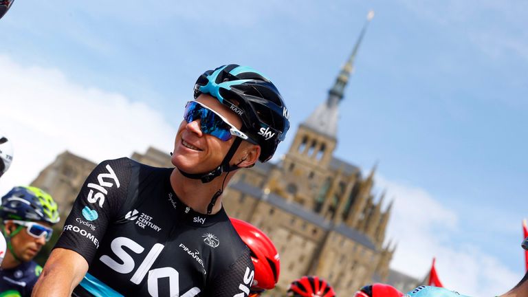 Chris Froome looks relaxed before the start of Stage 1 of the 2016 Tour de France