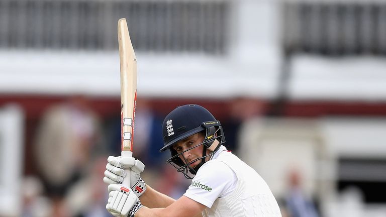 Chris Woakes works to leg at Lord's