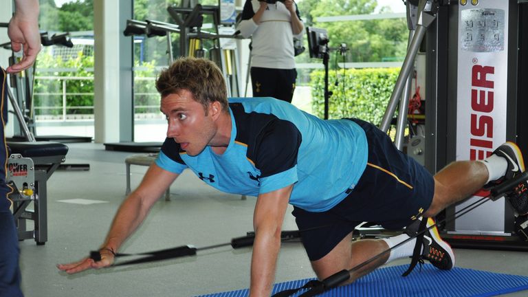 Christian Eriksen joined Wanyama in the gym after a summer without competitive international football