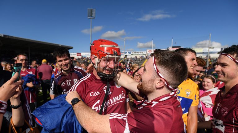 Joe Canning of Galway is congratulated by supporters following his side's victory