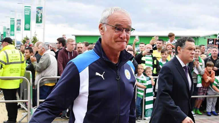 Leicester City manager Claudio Ranieri arrives at Celtic Park July 23 2016