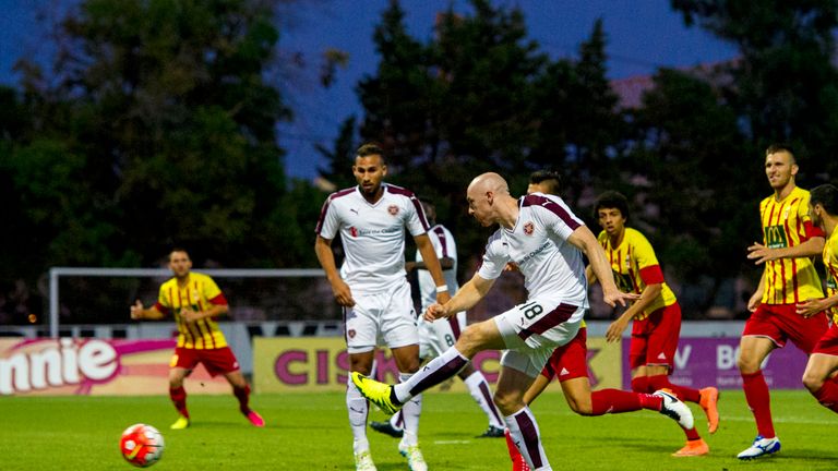 Hearts' Connor Sammon scored a goal which is disallowed in the 0-0 draw with Birkirkara