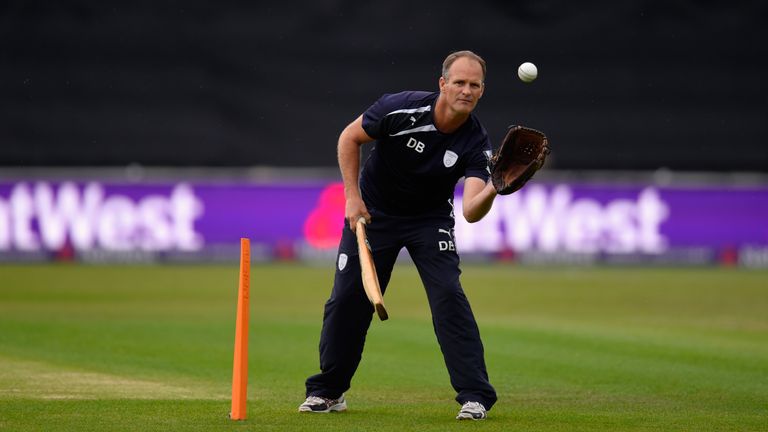 WORCESTER, ENGLAND - AUGUST 14:  Hampshire coach Dale Benkenstein in action before the NatWest T20 Blast quarter final match between Worcestershire and Ham