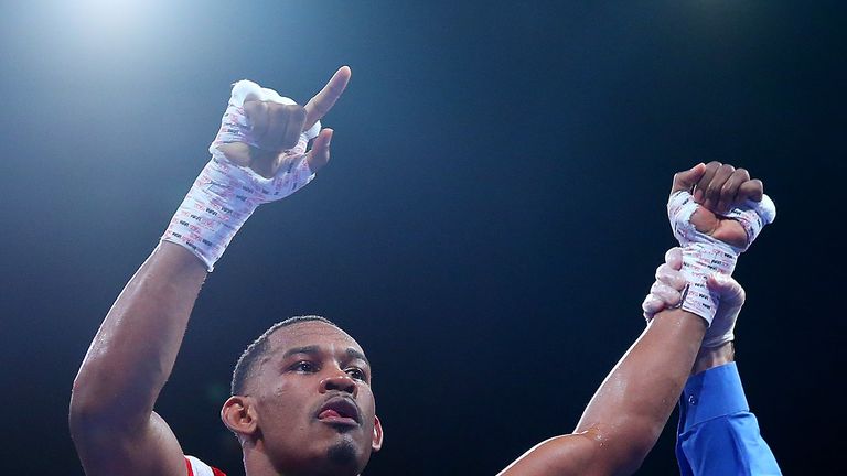 NEW YORK, NY - AUGUST 01:  Danny Jacobs celebrates after defeating Sergio Mora in the second round during their middleweight bout at Barclays Center on Aug