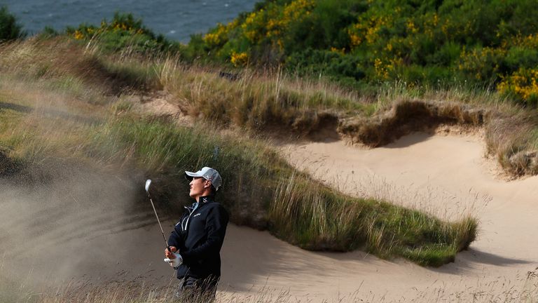 INVERNESS, SCOTLAND - JULY 07:  Danny Lee of New Zealand hits from a bunker during the first round of the AAM Scottish Open at Castle Stuart Golf Links on 