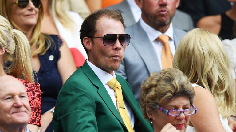 LONDON, ENGLAND - JULY 04:  Danny Willett watches on from in centre court on day seven of the Wimbledon Lawn Tennis Championships at the All England Lawn T
