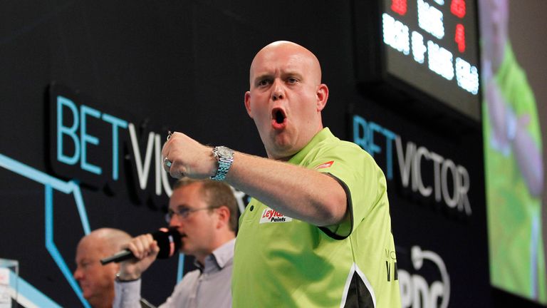 World Matchplay final between Michael van Gerwen and and Phil Taylor