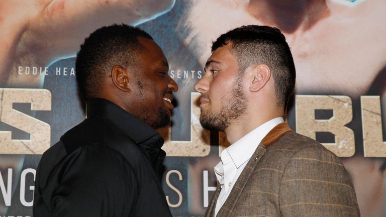 DILLIAN WHYTE   AND DAVE ALLEN COME FACE TO FACE BEFORE THEY MEET AT LEEDS FIRST DIRECT ARENA ON SATURDAY(JULY 30TH).