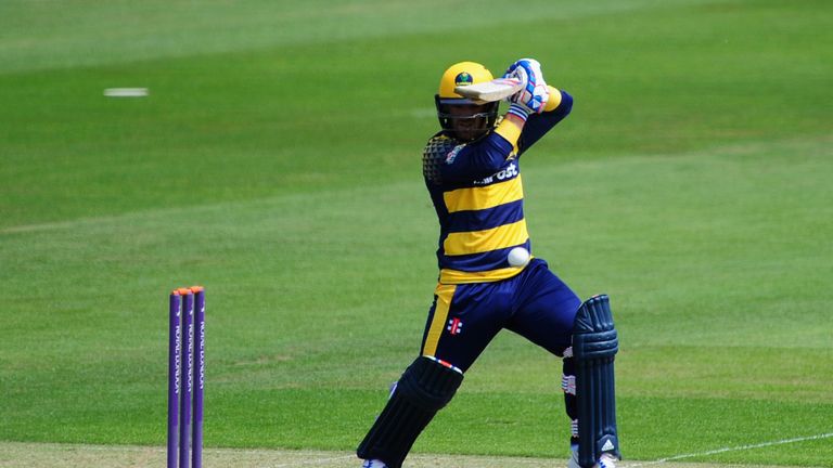 CARDIFF, UNITED KINGDOM - JUNE 06: David Lloyd of Glamorgan hits out during the Royal London One Day Cup match between Glamorgan and Gloucestershire at the
