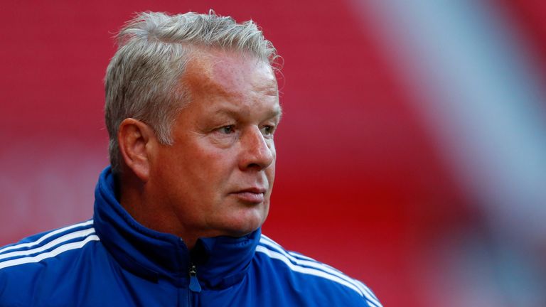 MANCHESTER, ENGLAND - MAY 14: Manager Dermot Drummy of Chelsea watches on during the Barclays Under-21 Premier League Final match between Manchester United
