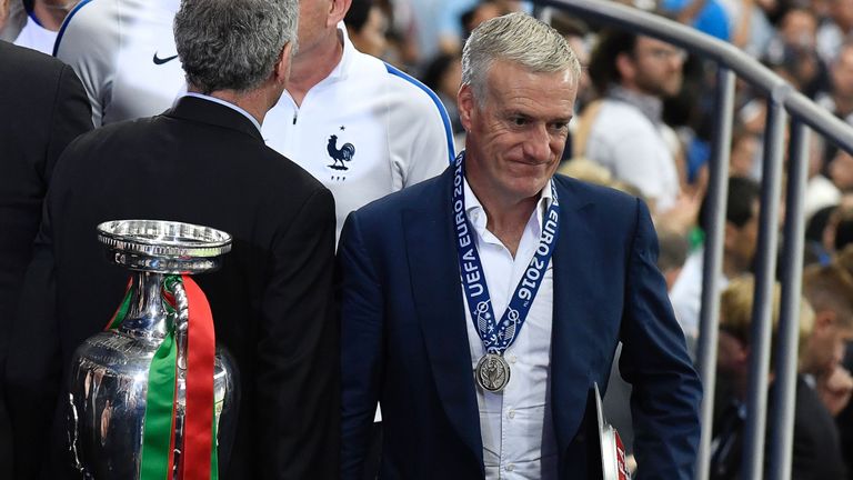 Didier Deschamps is pictured during the awarding ceremony