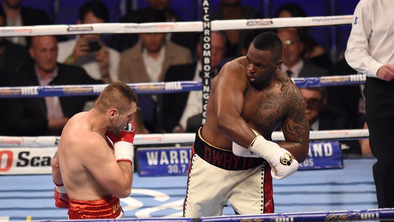 Dillian Whyte (R) made his comeback against Ivica Bacurin