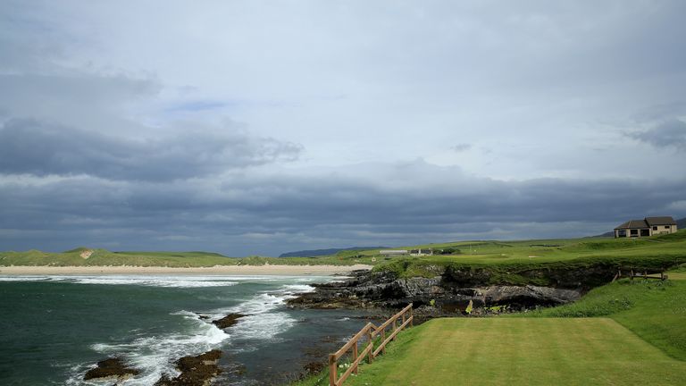 The par-three finishing hole at Durness Golf Club