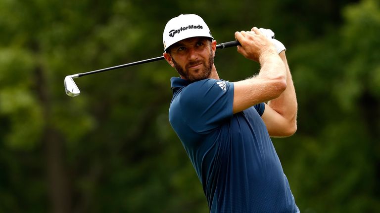 AKRON, OH - JULY 03:  Dustin Johnson hits off the third tee during the final round of the World Golf Championships - Bridgestone Invitational at Firestone 