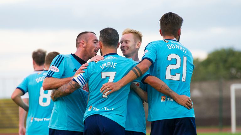 Hamilton's Dougie Imrie celebrates after he scores his side's fourth goal
