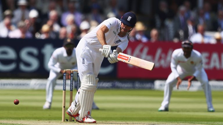 LONDON, ENGLAND - JUNE 9: Alastair Cook of England hits the ball towards the boundary during day one of the 3rd Investec Test match between England and Sri