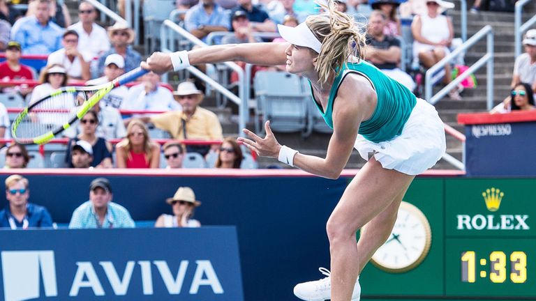Eugenie Bouchard claimed her first win at the tournament