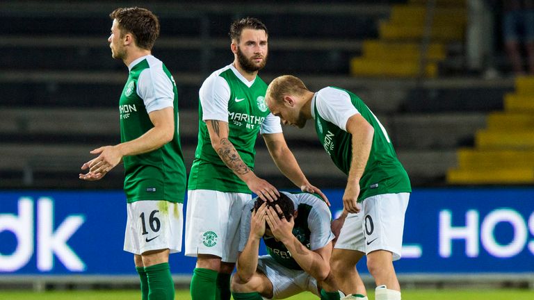Dejection for Hibernian as his side bow out of the Europa Leagueon penalties