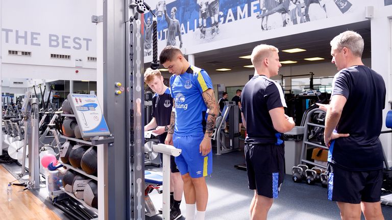 Muhamed Besic weighs in at Everton's training base, Finch Farm