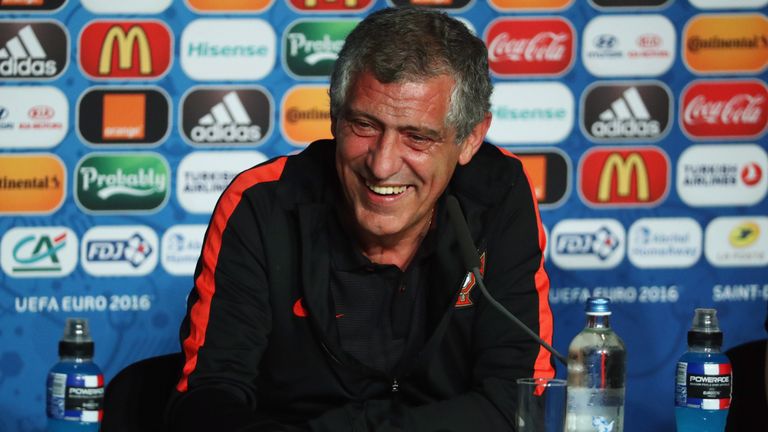 Portugal coach Fernando Santos was relaxed as he addressed the media before tomorrow's game against France