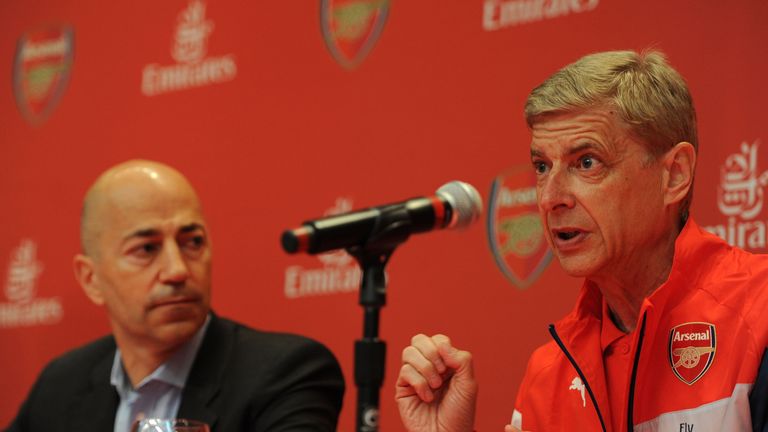 Arsenal's Arsene Wenger and chief executive Ivan Gazidis at  on July 24, 2014 in New York, New York.