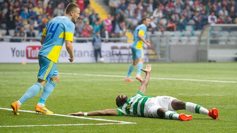 Celtic's Moussa Dembele appeals for a penalty in the first half
