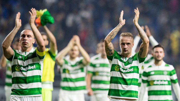Celtic's Scott Brown and Leigh Griffiths at full time