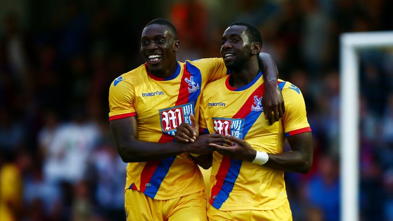 Yannick Bolasie celebrates with Freddie Ladapo