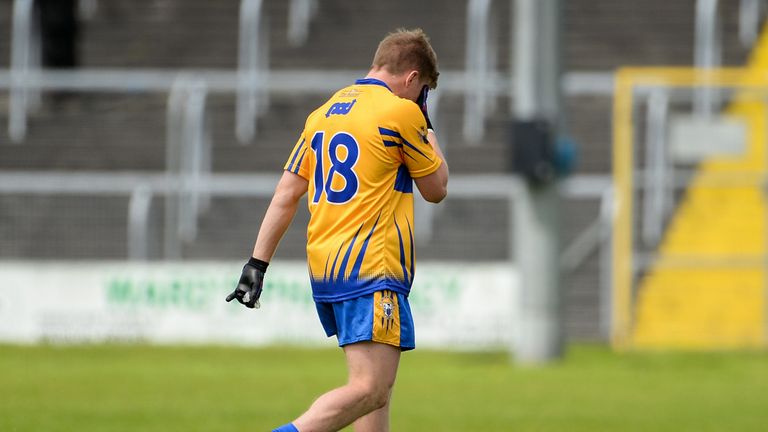 Clare's Podge Collins leaves the pitch after receiving a first-half black card against Sligo