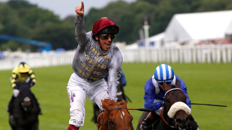 Galileo Gold ridden by Frankie Dettori wins the St James' Palace Stakes from The Gurkha (right) at Royal Ascot