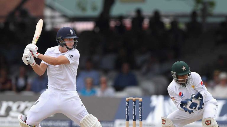 Gary Ballance cuts a ball watched by wicket-keeper Sarfraz Ahmed during day four of the 1st Test July 17 2016