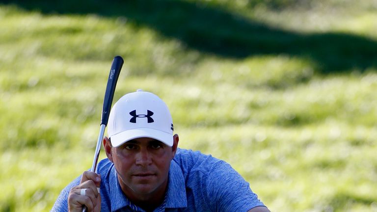 RENO, NV - JULY 03:  Gary Woodland lines up a putt on the 17th green during the final round of the Barracuda Championship at the Montreux Golf and Country 