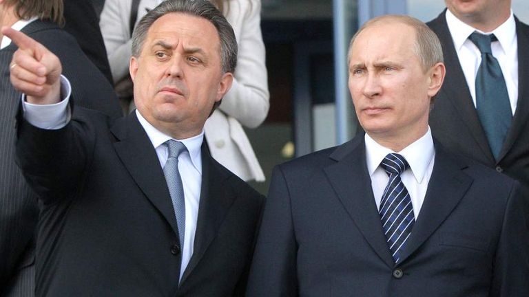 Russian sports minister Vitaly Mutko with Vladimir Putin