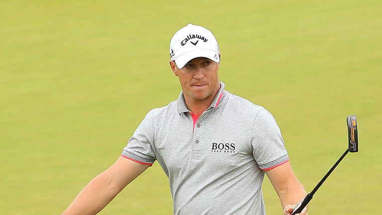 INVERNESS, SCOTLAND - JULY 10:  Alex Noren of Sweden reacts to saving par on the 17th green during the final round of the AAM Scottish Open at Castle Stuar