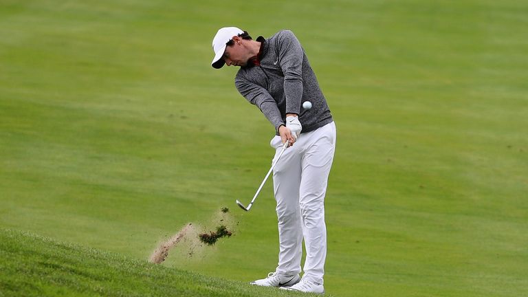 PARIS, FRANCE - JULY 01:  Rory McIlroy of Northern Ireland plays out of the rough on the 17th hole during day two of the 100th Open de France at Le Golf Na